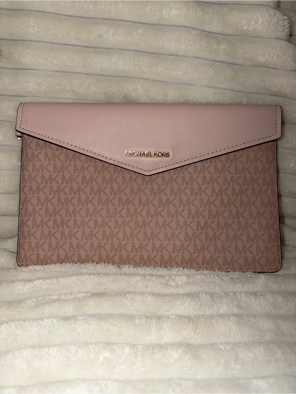 Michael Kors Dusty Pink MK Logo Envelope Wristlet Clutch